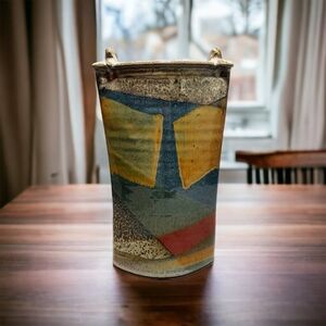 Unique Vintage Vase Hand Crafted Studio Pottery Vase Art Pottery Ceramic Vase